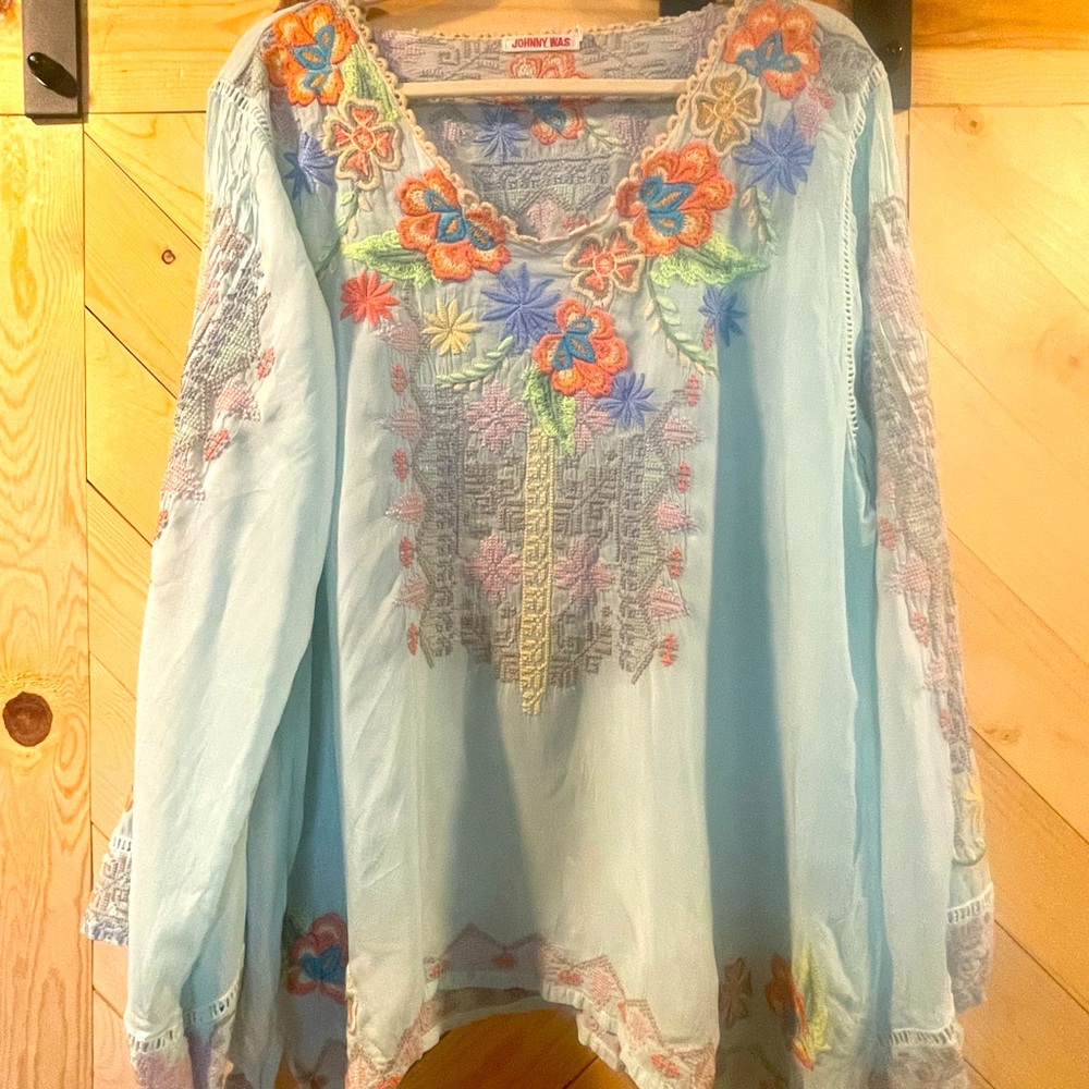 Powder blue Johnny Was top.